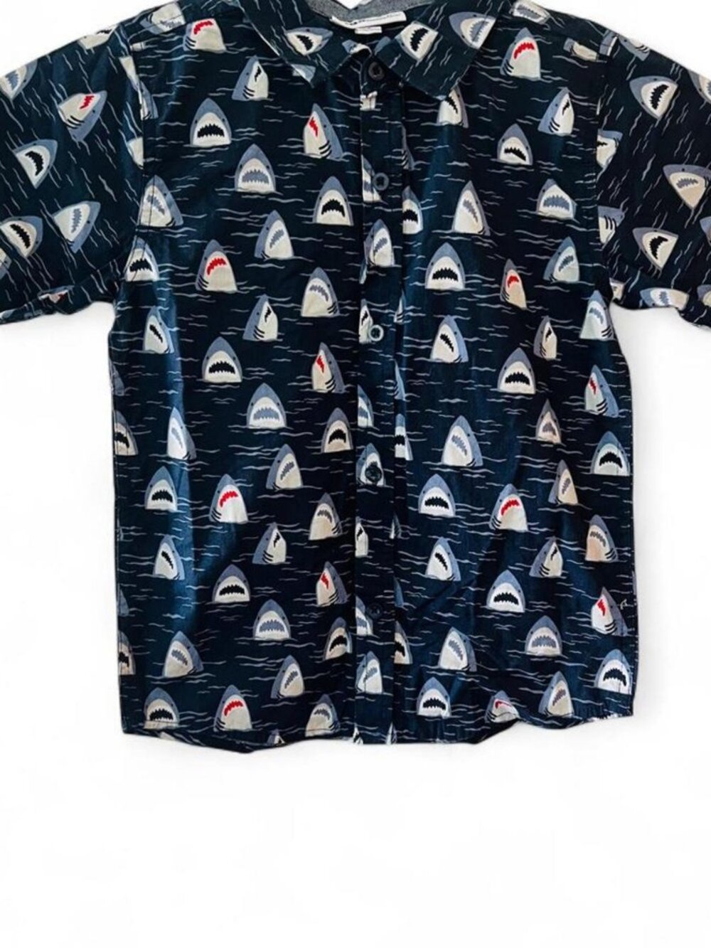 Kids Headquarters Boys' Navy and Black shark Shirt